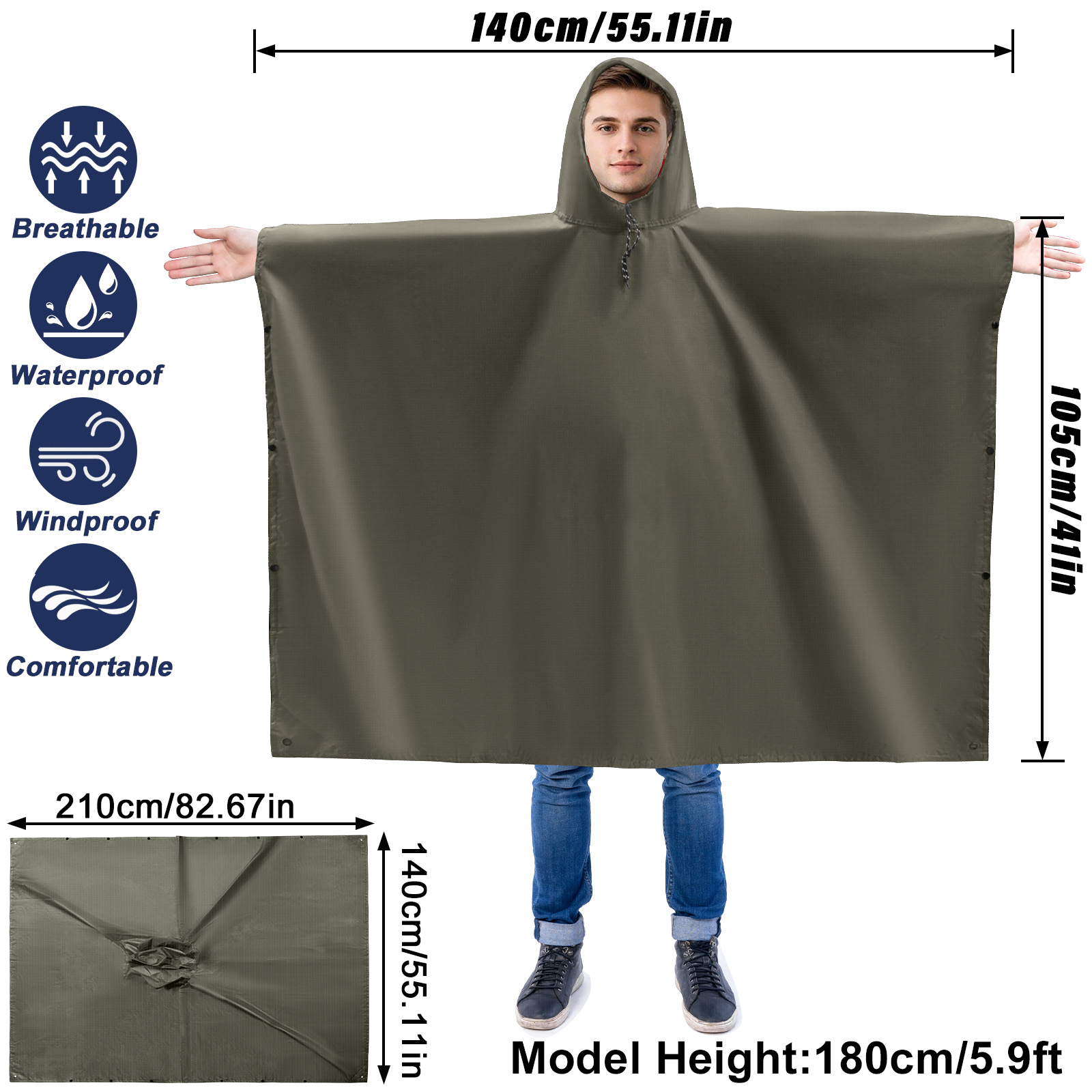 Poncho de pluie pour adultes,  - Cycling Gear Rain avis et prix